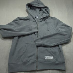 Peloton Hoodie Gray Medium Jacket Full Zip  Sweater Pink Big Logo